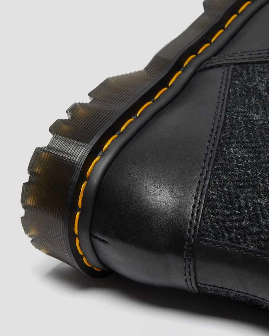 schwarze dr. martens 1460 harris tweed damen-schnürstiefel