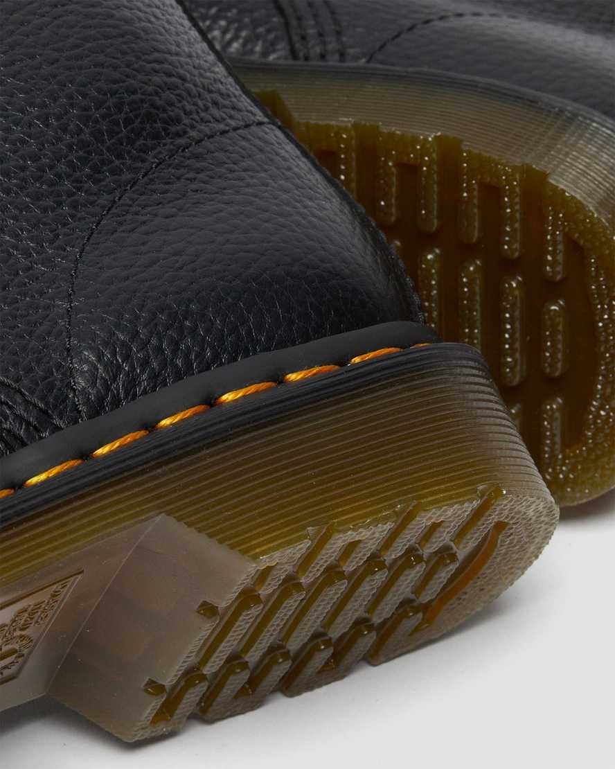 schwarze dr. martens 1460 pascal damen-schnürstiefel mit irisierender hardware