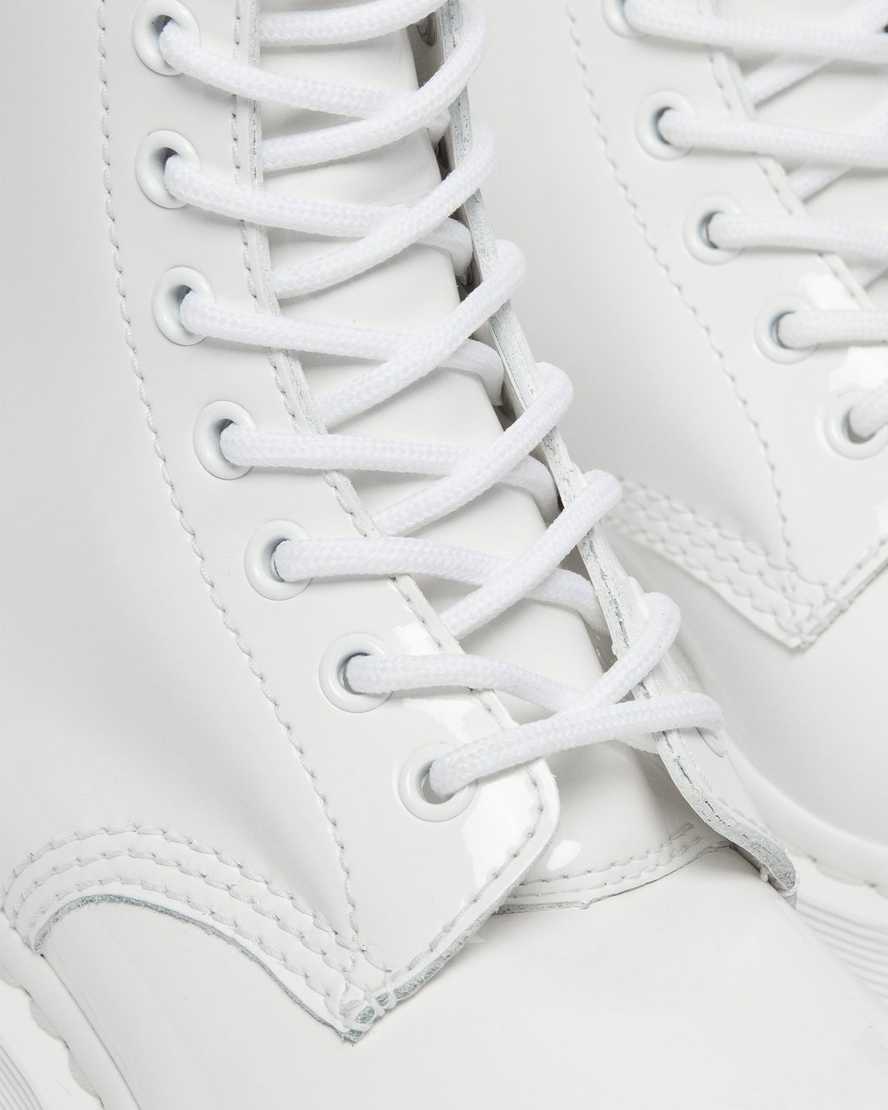 weiße dr. martens 1460 mono lackleder-schnürstiefel für damen