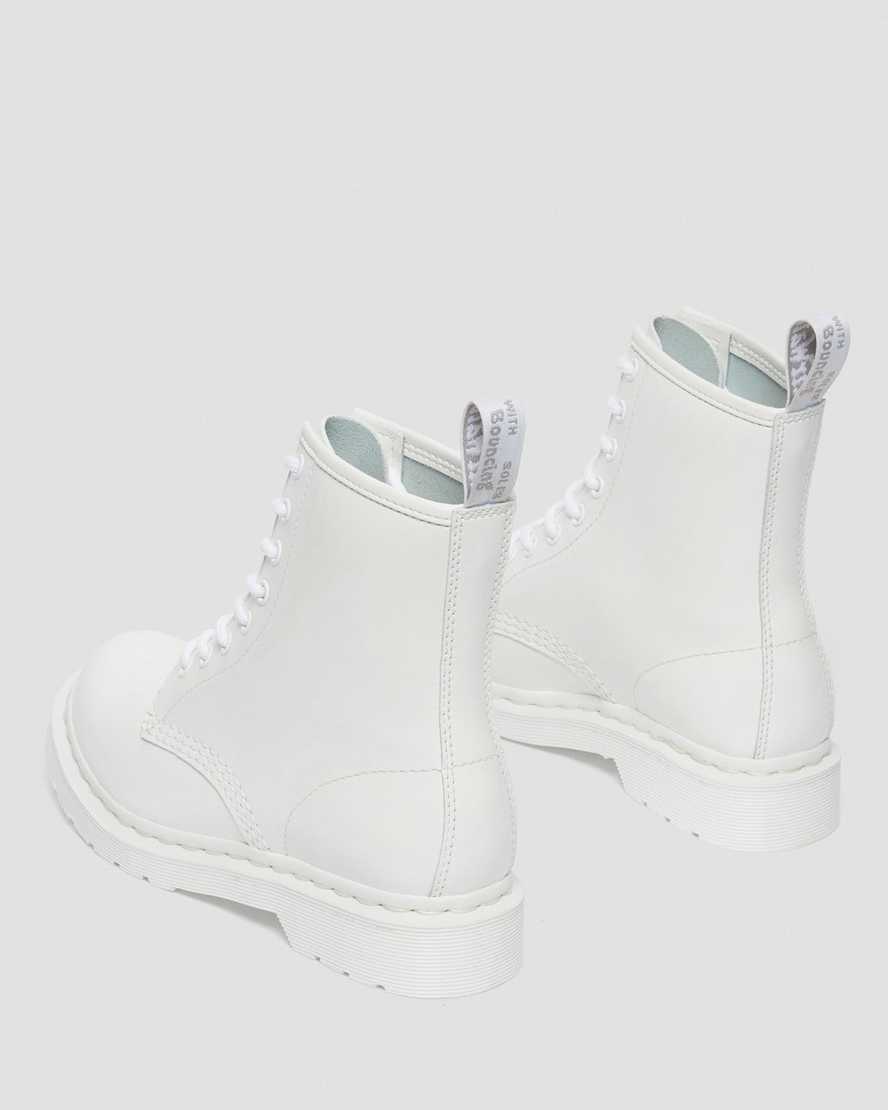 weiße dr. martens 1460 mono lackleder-schnürstiefel für damen