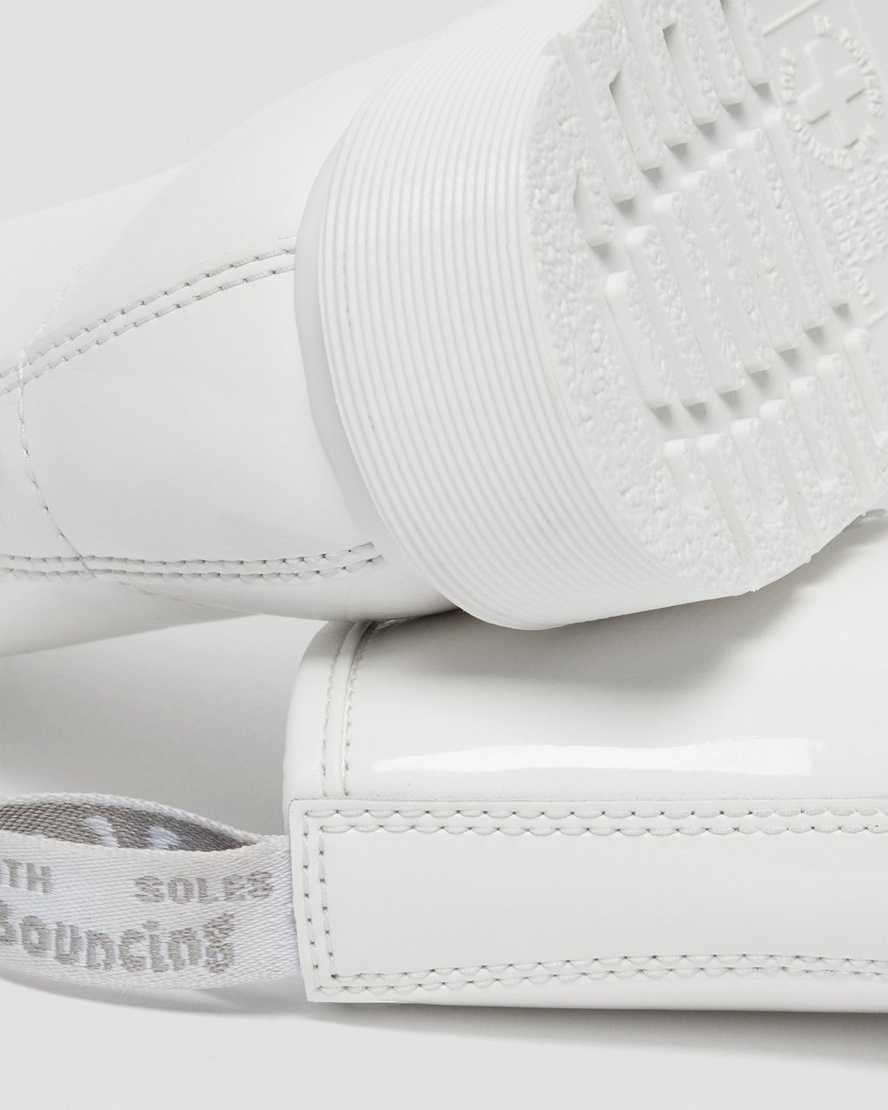 weiße dr. martens 1460 mono lackleder-schnürstiefel für damen