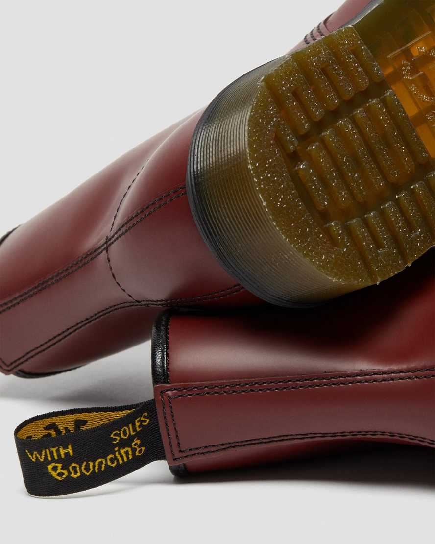 rote dr. martens 1460 smooth damen-schnürstiefel