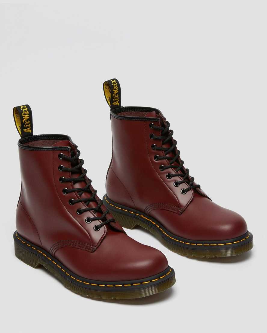 rote dr. martens 1460 smooth damen-schnürstiefel