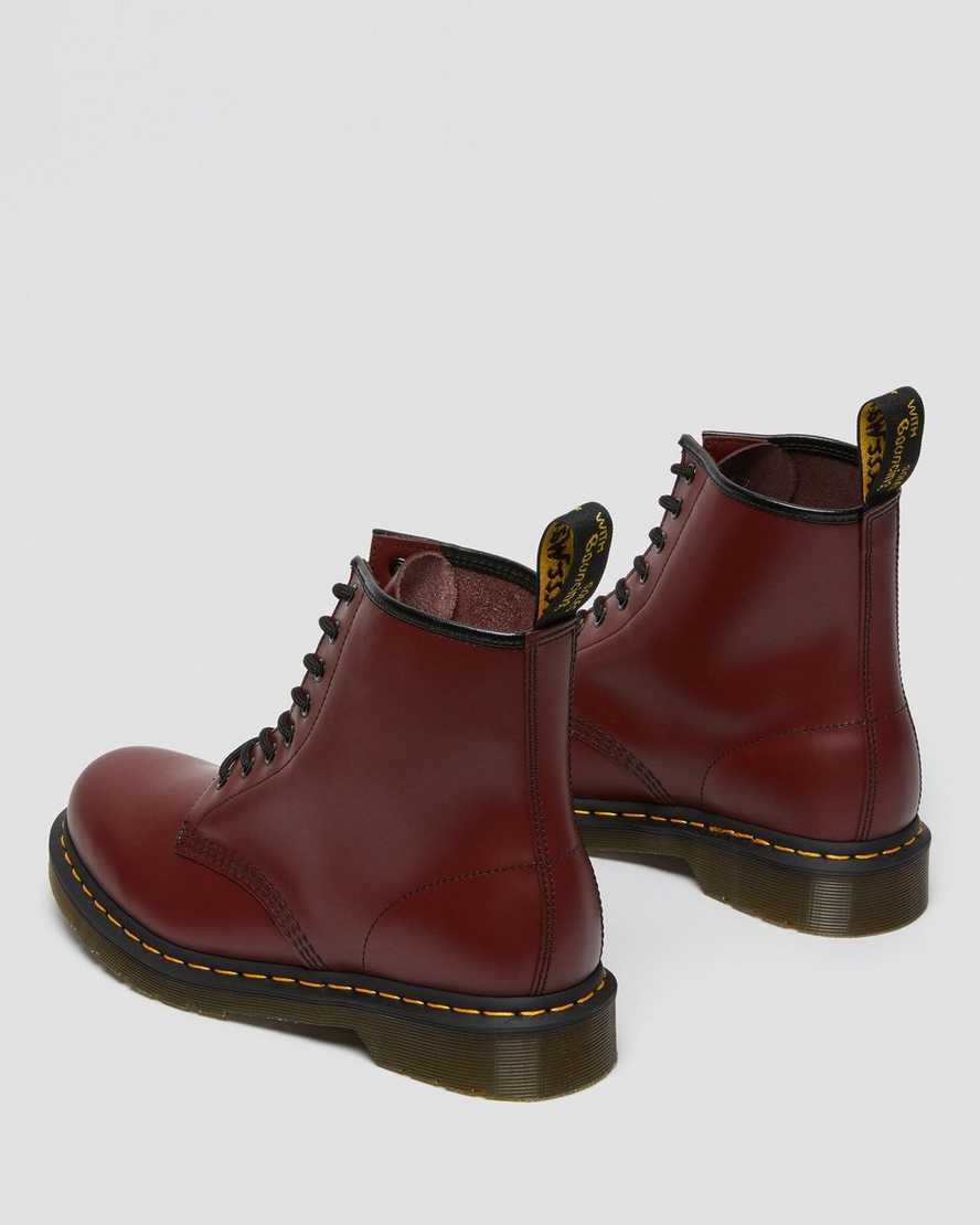 rote dr. martens 1460 smooth damen-schnürstiefel