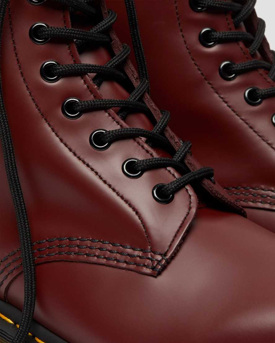 rote dr. martens 1460 smooth damen-schnürstiefel