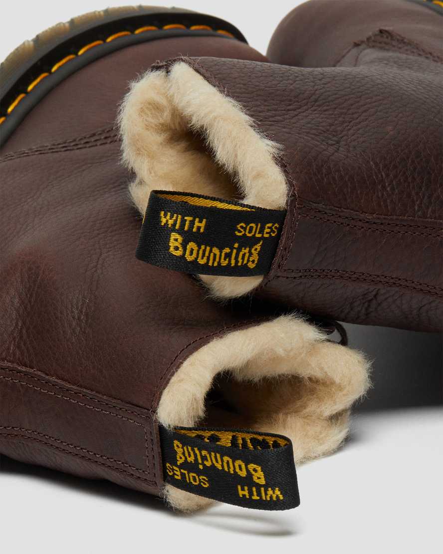 braune dr. martens 1460 pascal damenstiefel mit kunstfellfutter