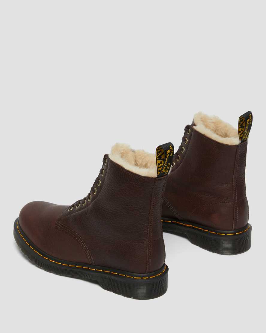 braune dr. martens 1460 pascal damenstiefel mit kunstfellfutter