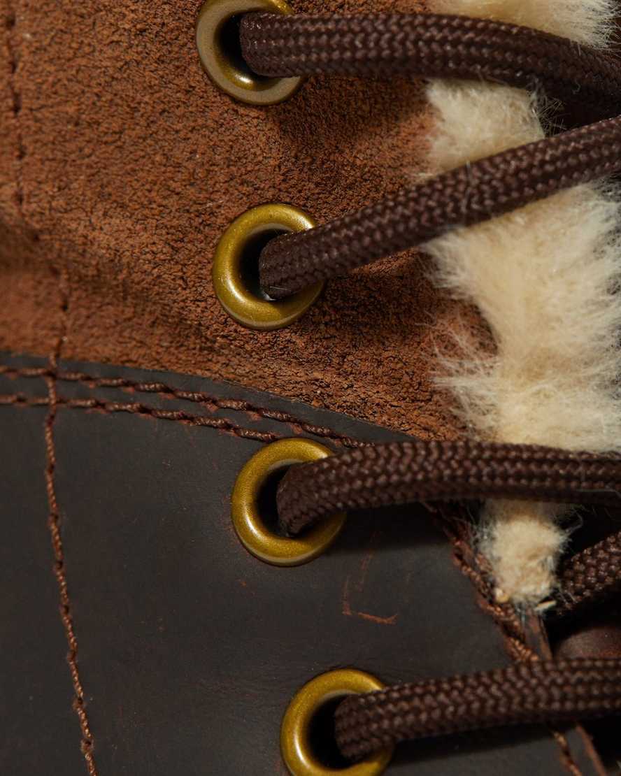 dunkelbraune dr. martens 1460 dm wintergrip damenstiefel mit kunstfellfutter