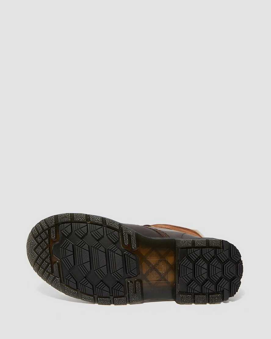dunkelbraune dr. martens 1460 dm wintergrip damenstiefel mit kunstfellfutter