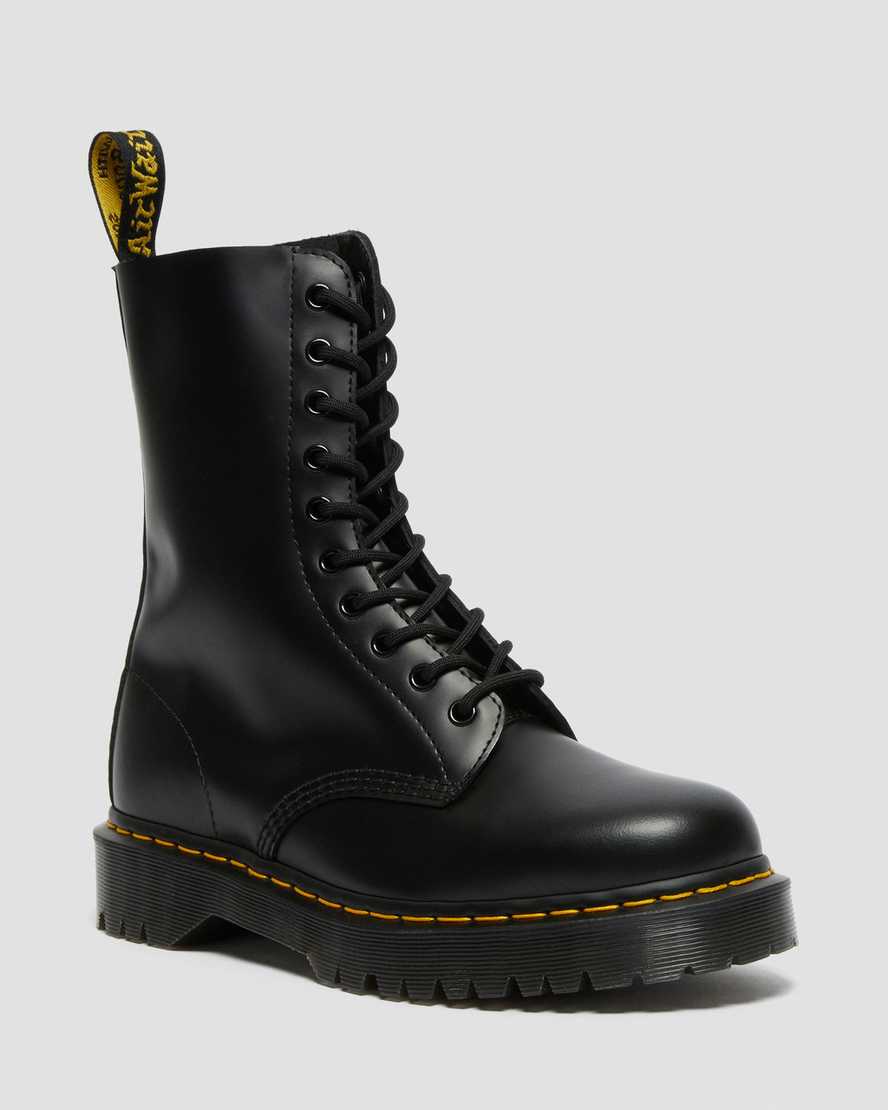 schwarze dr. martens 1490 bex smooth damenstiefel mittelhoch