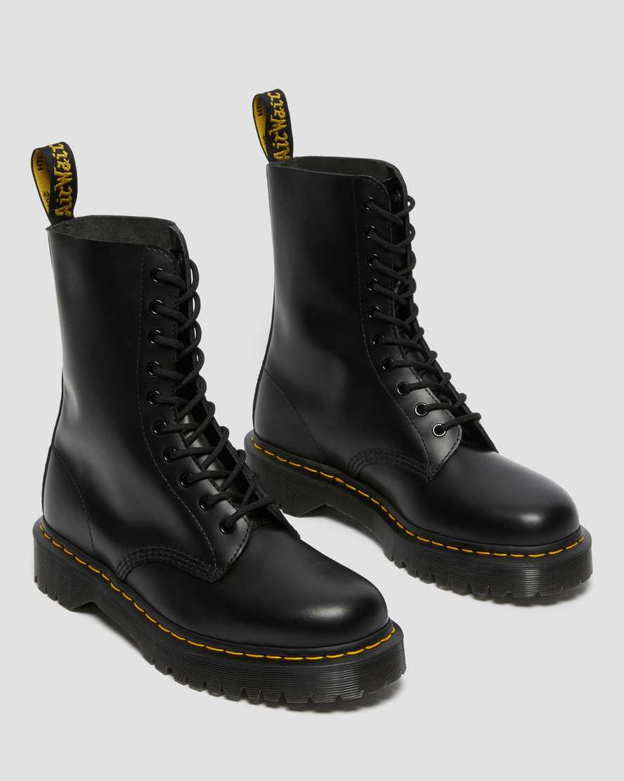 schwarze dr. martens 1490 bex smooth damenstiefel mittelhoch