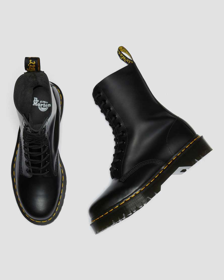 schwarze dr. martens 1490 bex smooth damenstiefel mittelhoch