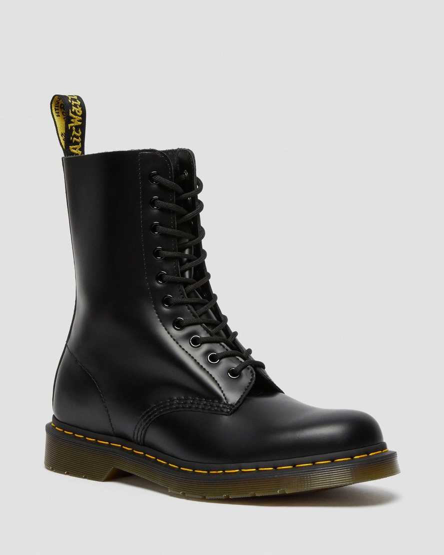 schwarze dr. martens 1490 smooth damenstiefel mittelhoch
