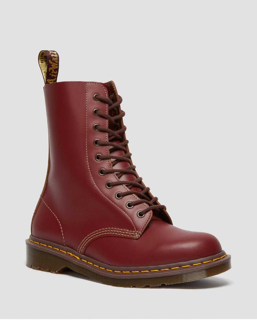 rote dr. martens 1490 vintage damenstiefel hergestellt in england mittelhoch