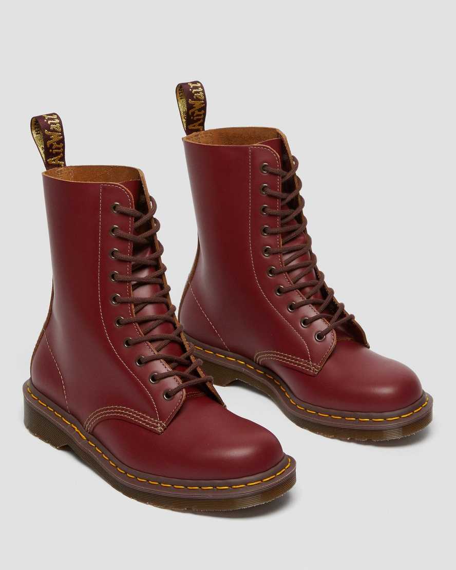 rote dr. martens 1490 vintage damenstiefel hergestellt in england mittelhoch