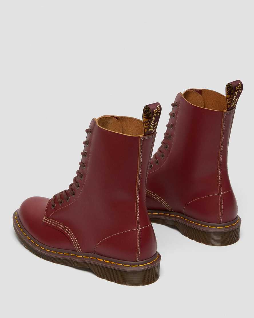 rote dr. martens 1490 vintage damenstiefel hergestellt in england mittelhoch