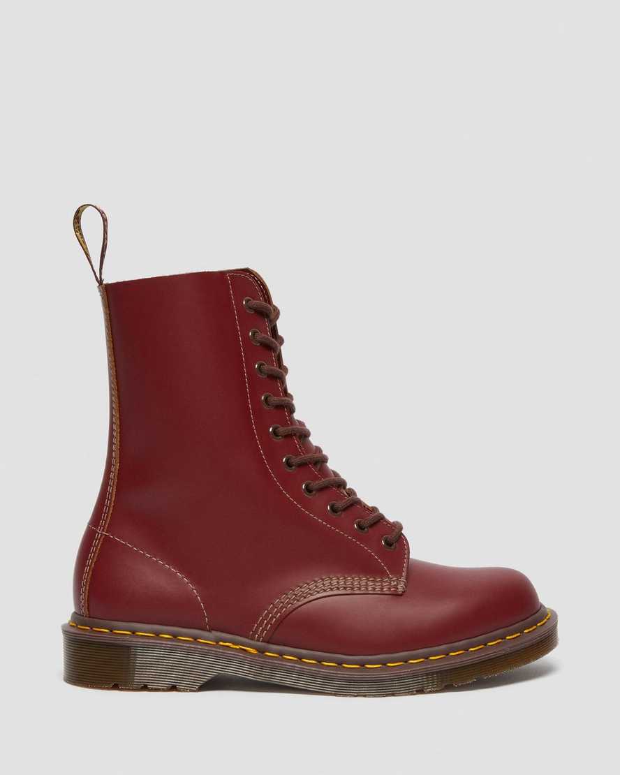 rote dr. martens 1490 vintage damenstiefel hergestellt in england mittelhoch