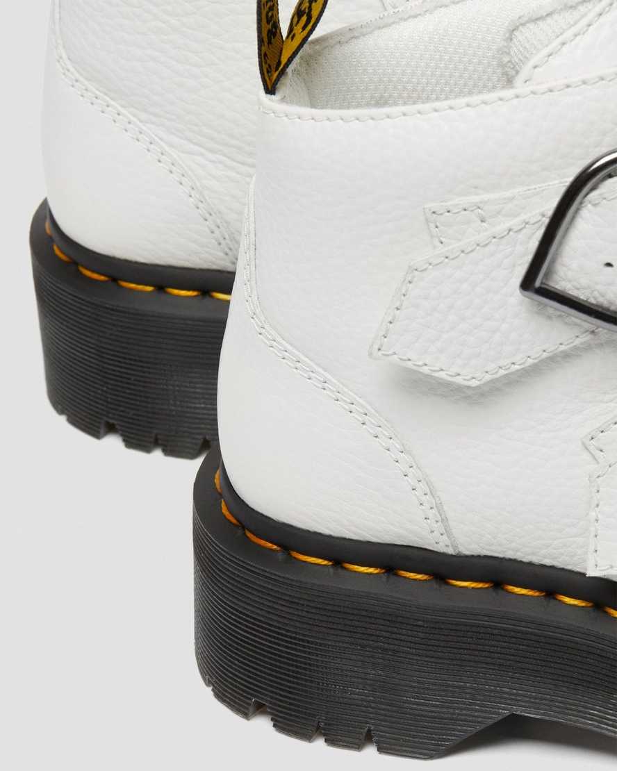 weiße dr. martens devon heart plateau-stiefel für damen
