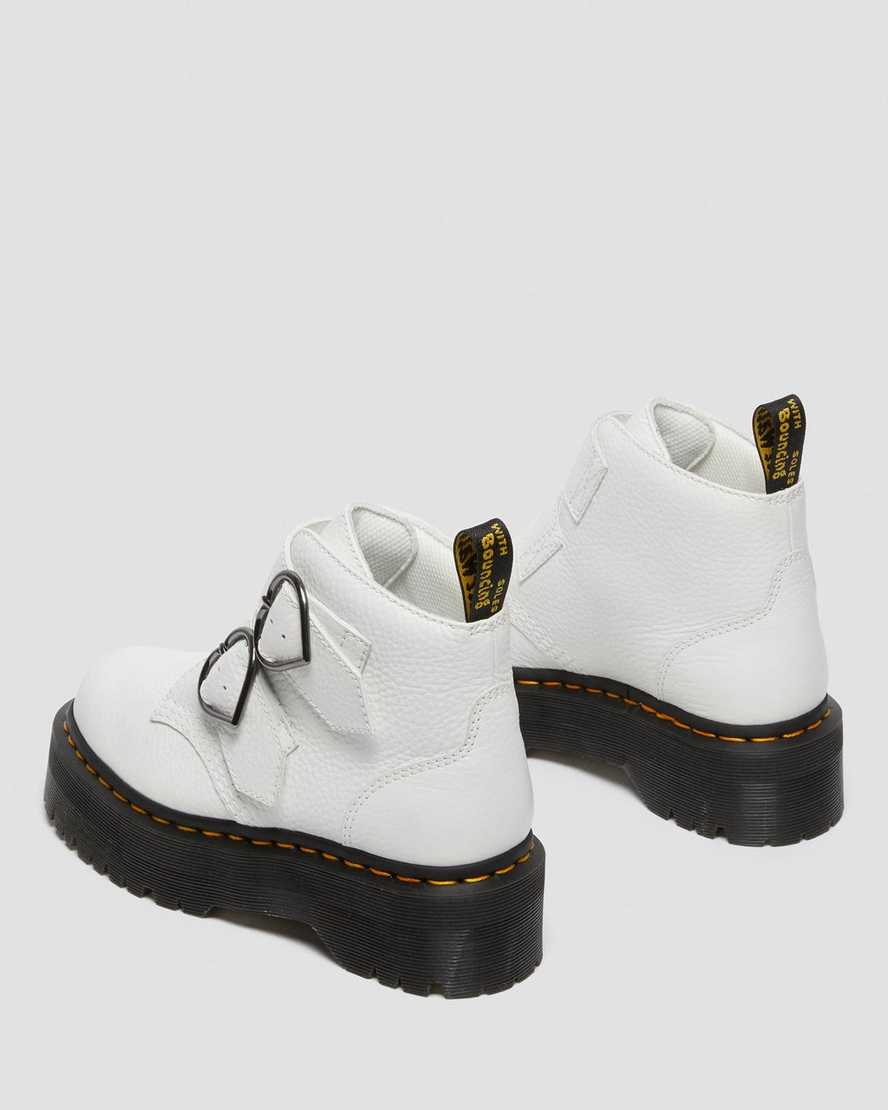 weiße dr. martens devon heart plateau-stiefel für damen