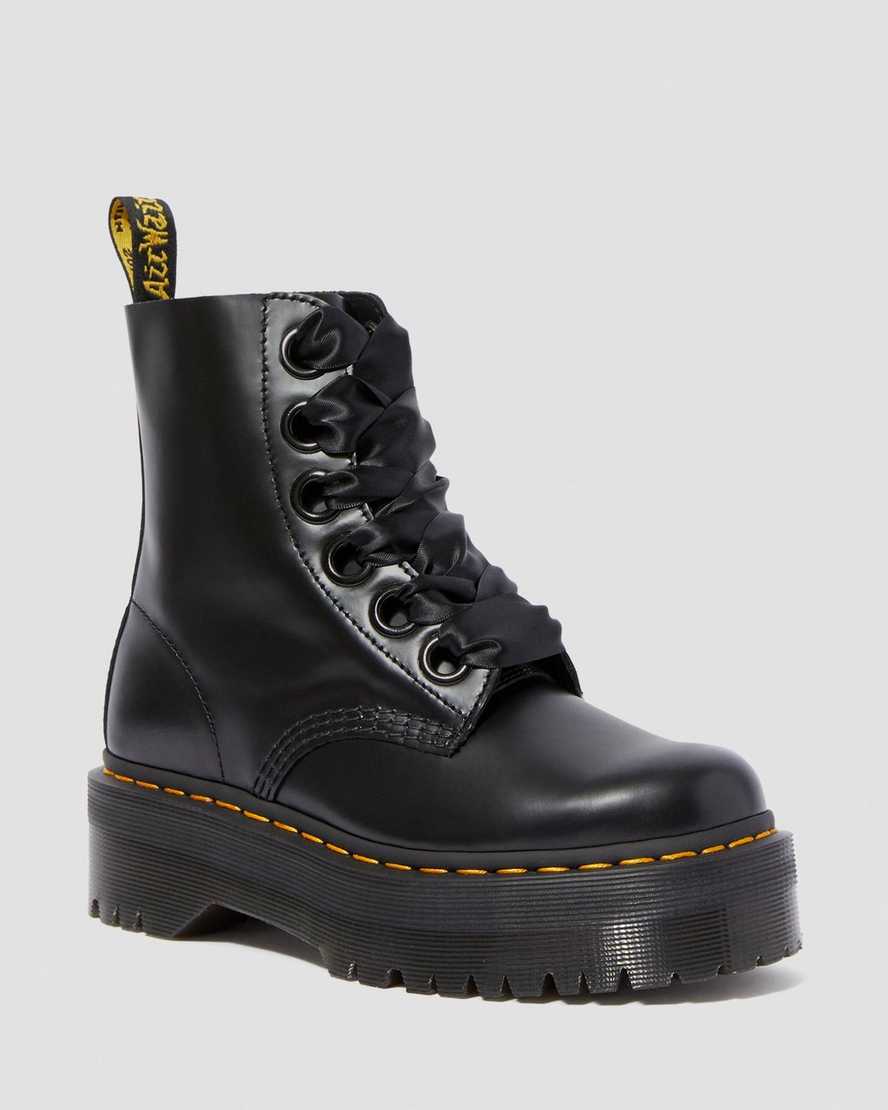 schwarze dr. martens molly damen-plateaustiefel