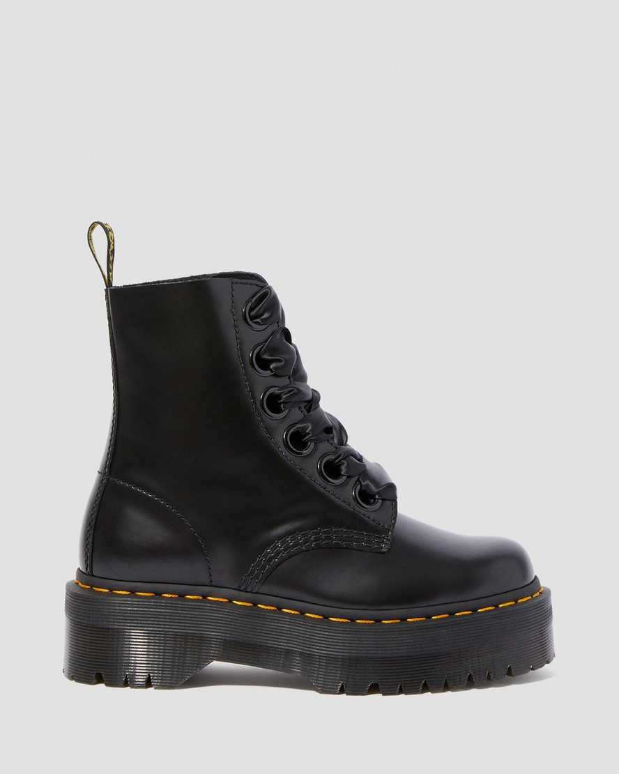 schwarze dr. martens molly damen-plateaustiefel