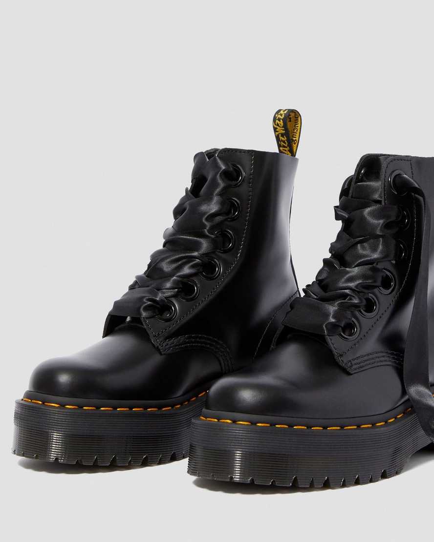 schwarze dr. martens molly damen-plateaustiefel