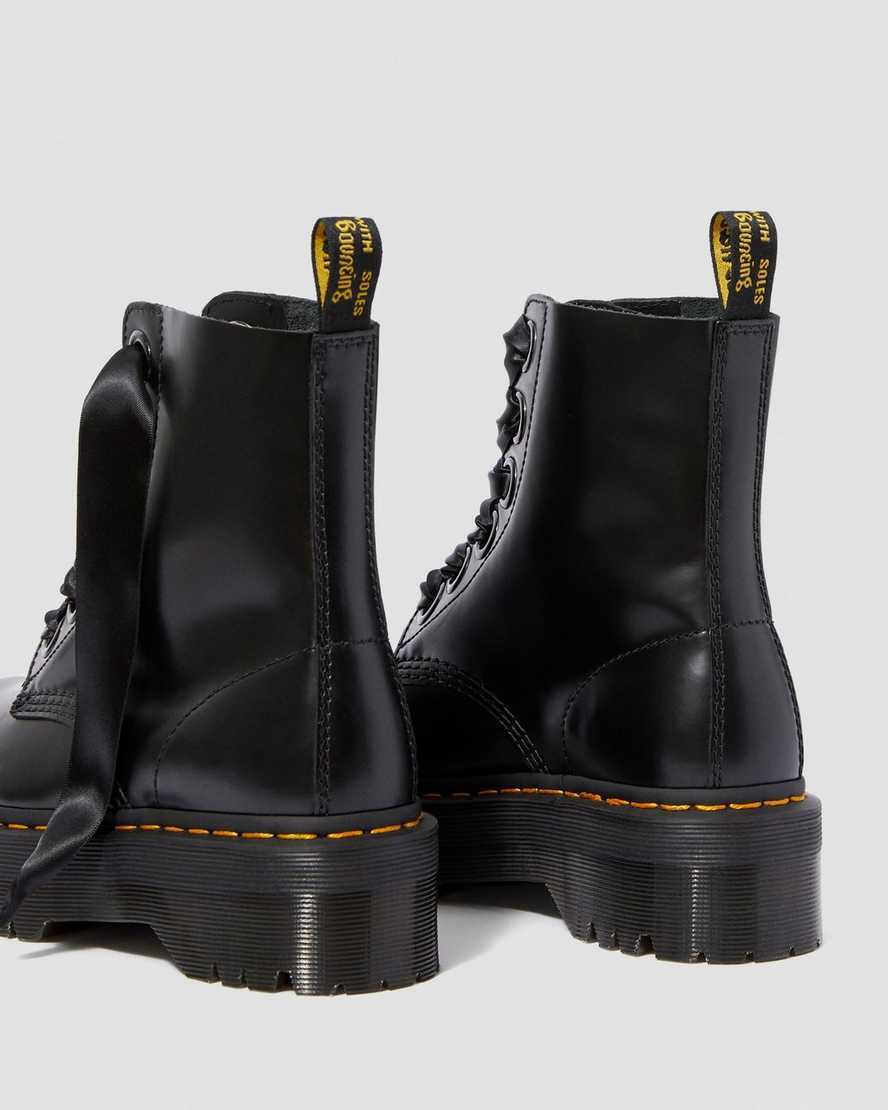 schwarze dr. martens molly damen-plateaustiefel