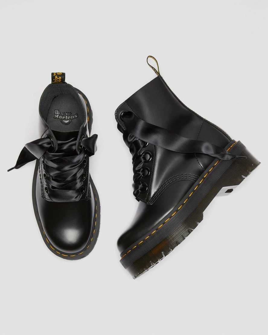 schwarze dr. martens molly damen-plateaustiefel