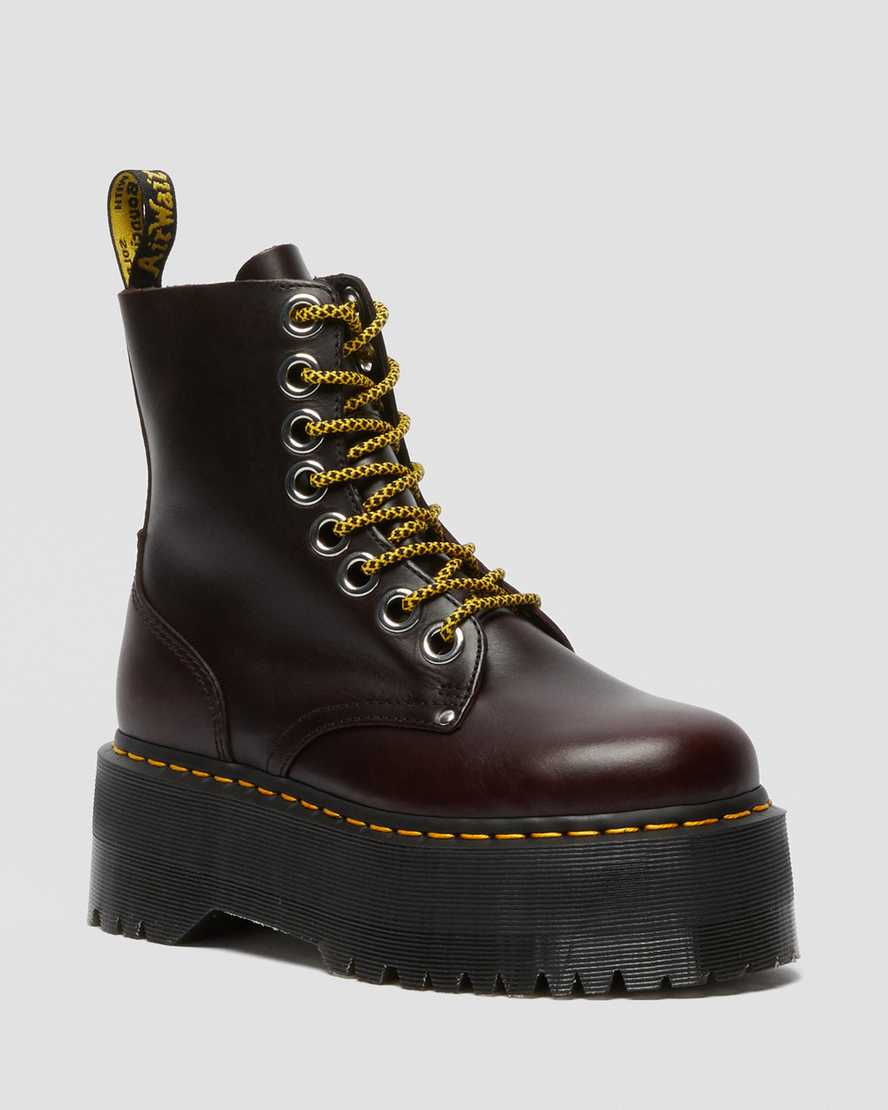 burgunderrote dr. martens jadon max damen-plateaustiefel