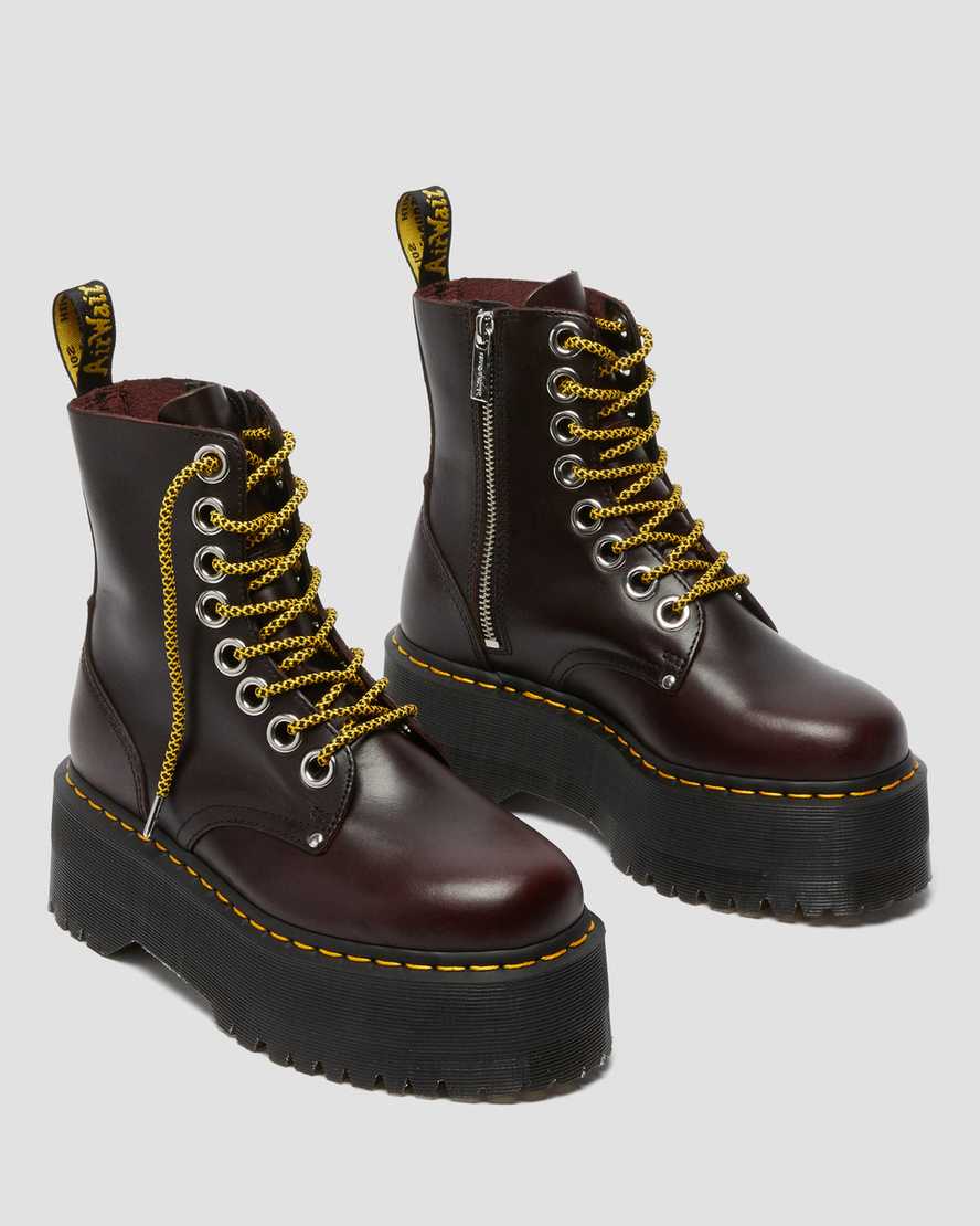 burgunderrote dr. martens jadon max damen-plateaustiefel