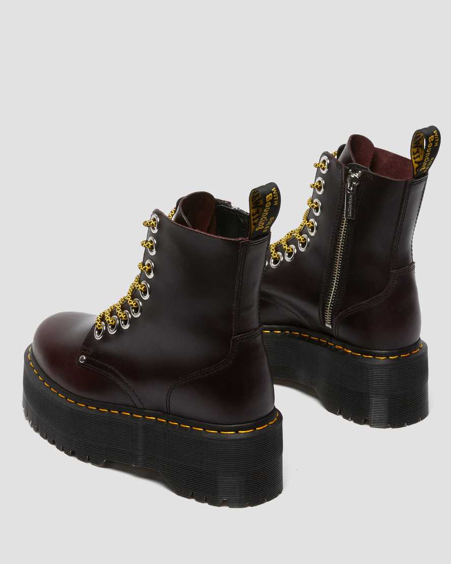 burgunderrote dr. martens jadon max damen-plateaustiefel