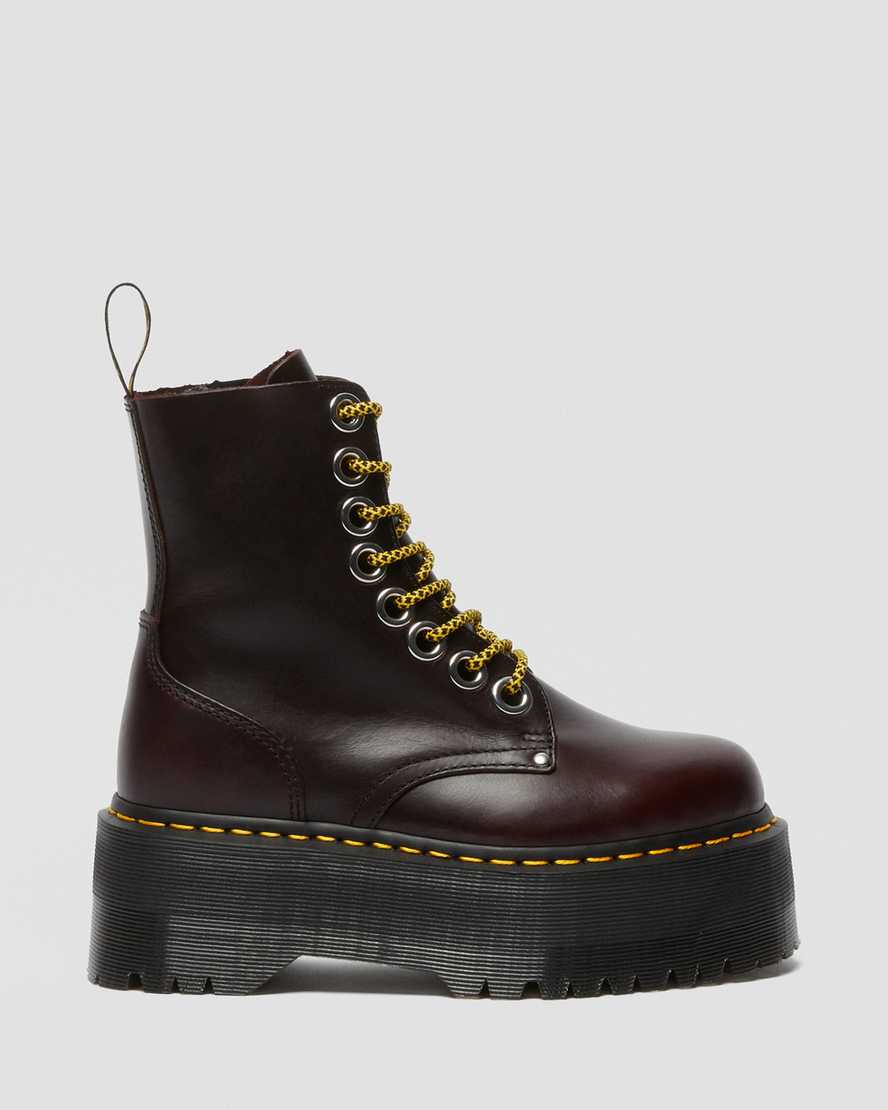 burgunderrote dr. martens jadon max damen-plateaustiefel