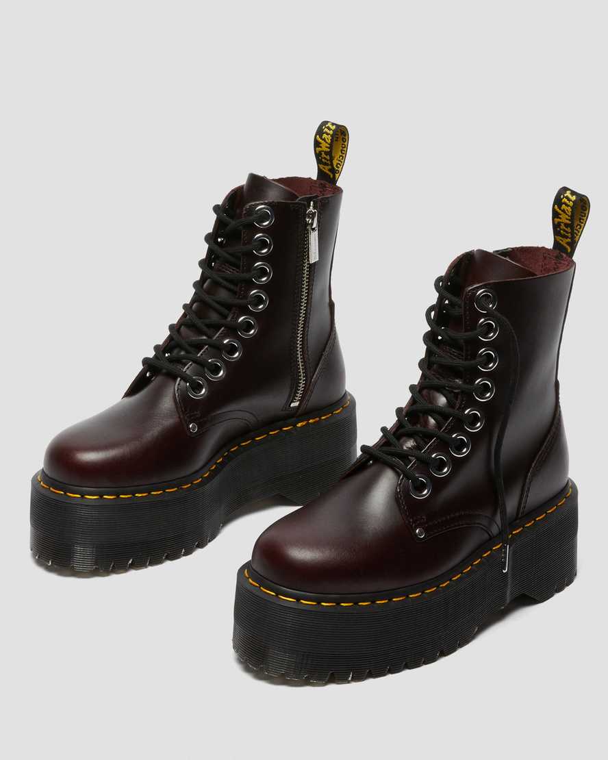 burgunderrote dr. martens jadon max damen-plateaustiefel