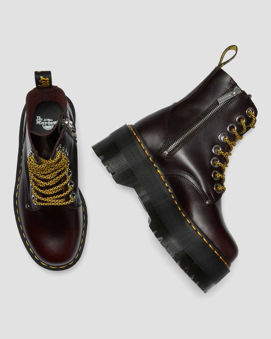 burgunderrote dr. martens jadon max damen-plateaustiefel