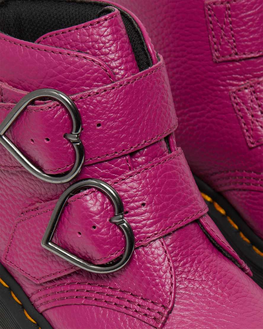 pinkfarbene dr. martens devon heart plateau-stiefel für damen.