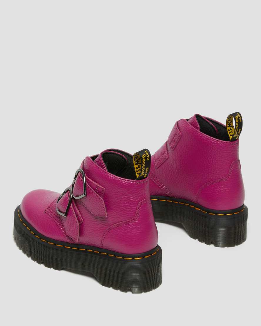 pinkfarbene dr. martens devon heart plateau-stiefel für damen.