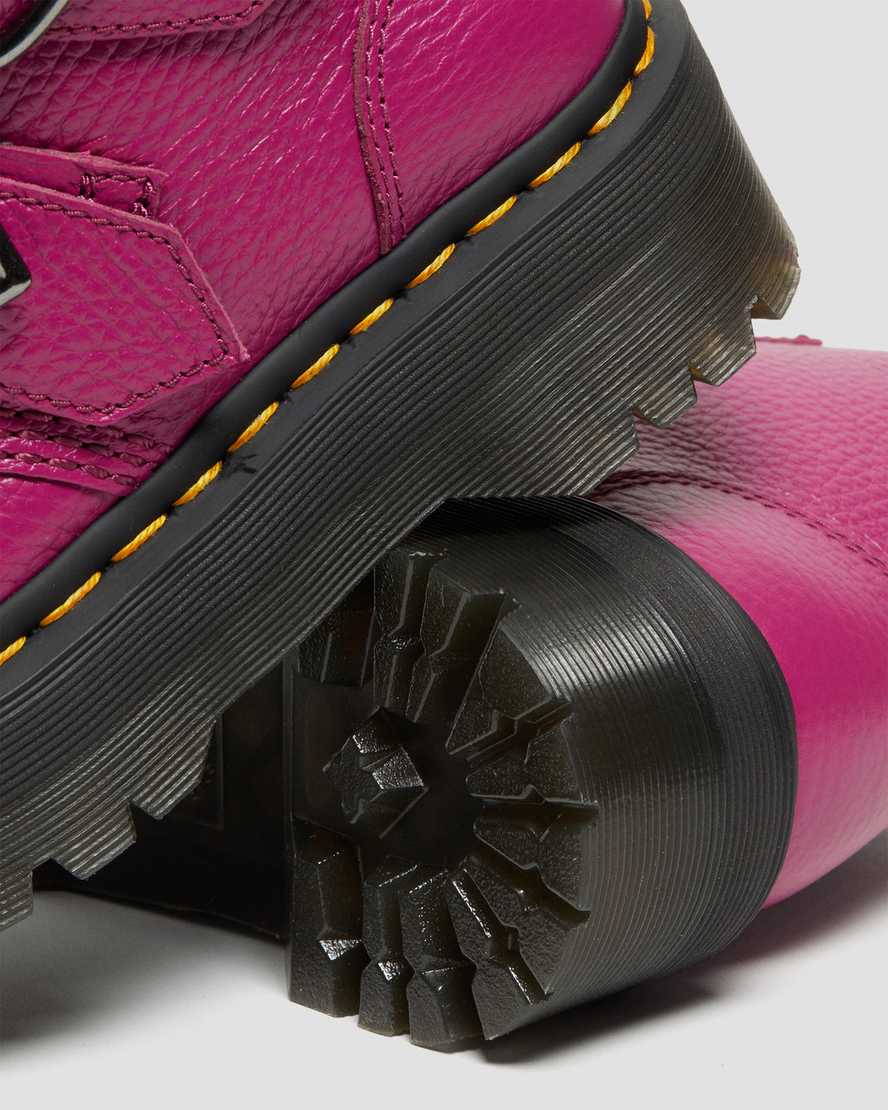 pinkfarbene dr. martens devon heart plateau-stiefel für damen.
