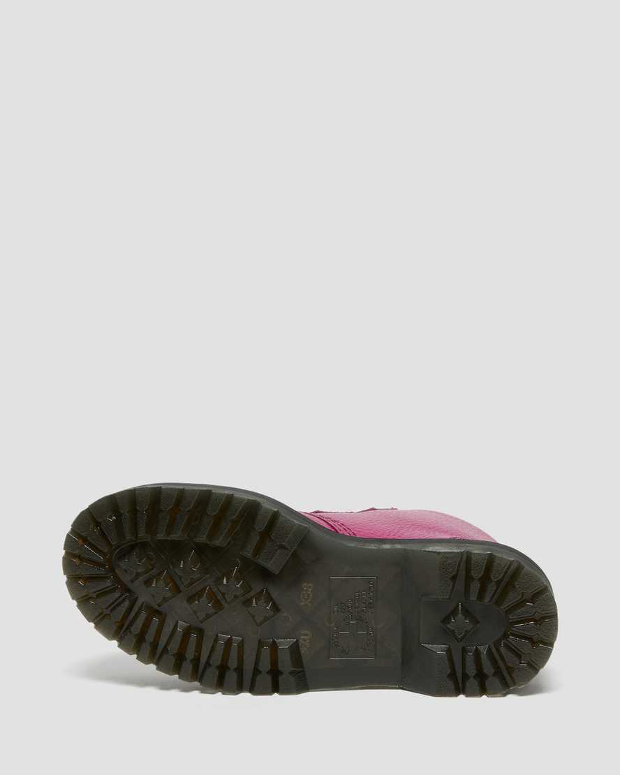 pinkfarbene dr. martens devon heart plateau-stiefel für damen.
