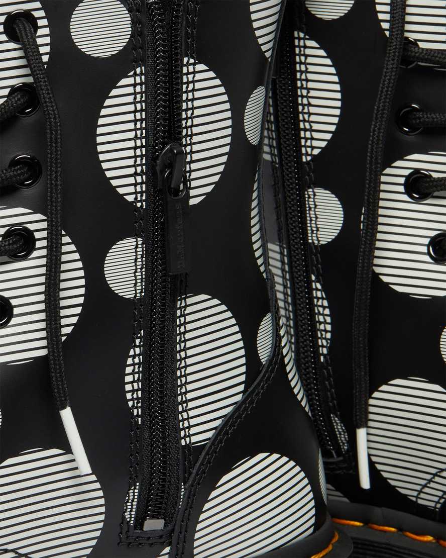 schwarze dr. martens jadon polka dot glatte damen-plateaustiefel