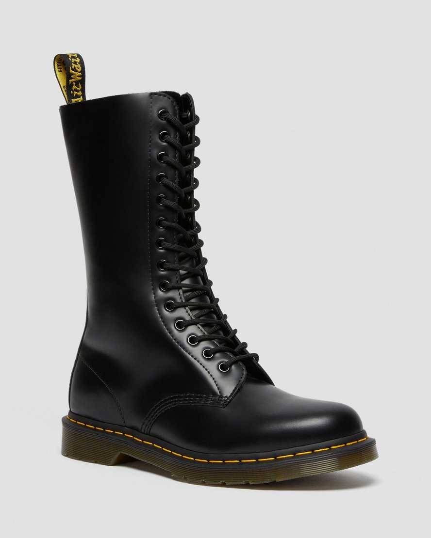 schwarze dr. martens 1914 smooth damenstiefel hohe ausführung