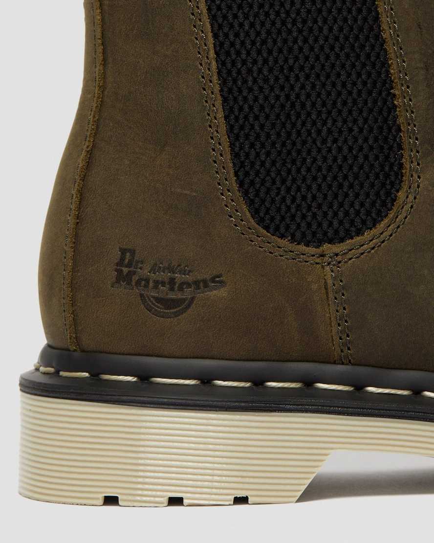 olivgrüne dr. martens arbor chelsea-arbeitsstiefel mit stahlkappe für damen