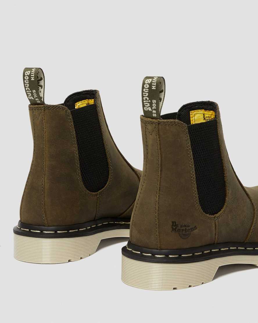 olivgrüne dr. martens arbor chelsea-arbeitsstiefel mit stahlkappe für damen