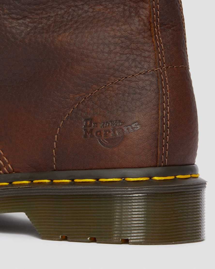 braune dr. martens maple zip stahlkappen-arbeitsstiefel für damen