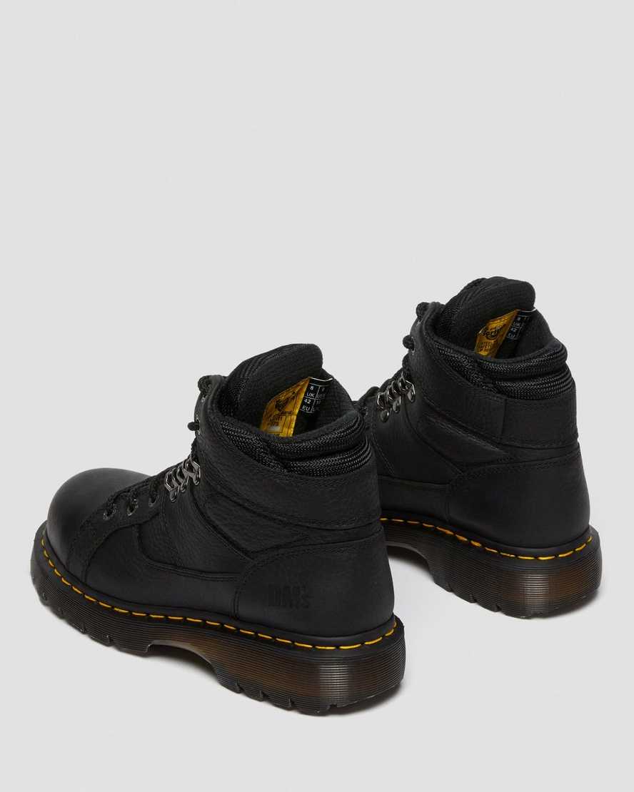 schwarze dr. martens ironbridge grizzly stahlkappen-arbeitsstiefel für damen