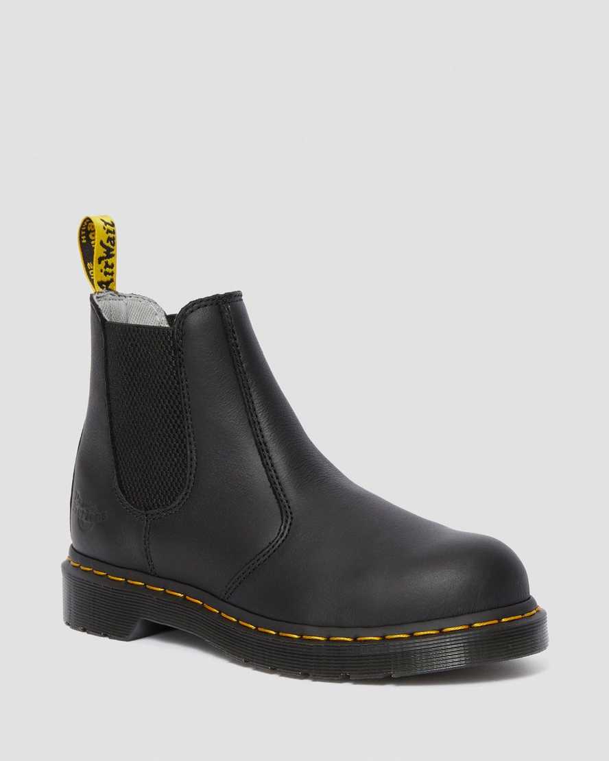 schwarze dr. martens arbor newark stahlkappen-arbeitsstiefel für damen