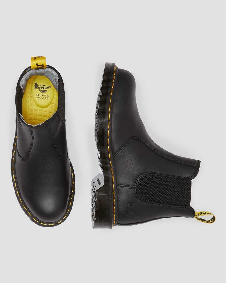 schwarze dr. martens arbor newark stahlkappen-arbeitsstiefel für damen