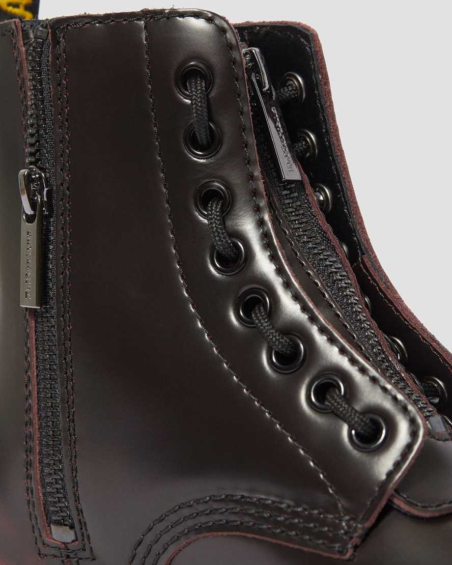 rote dr. martens 1460 pascal damen-stiefel mit reißverschluss