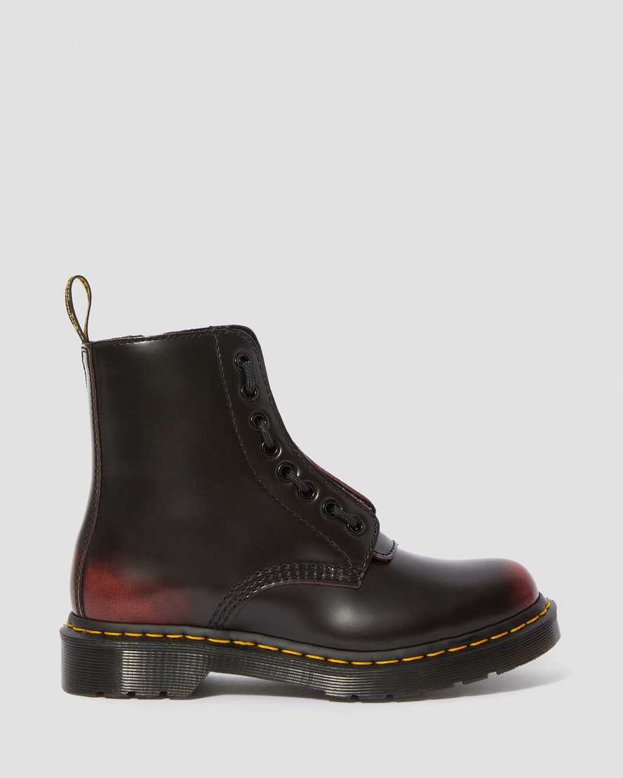 rote dr. martens 1460 pascal damen-stiefel mit reißverschluss
