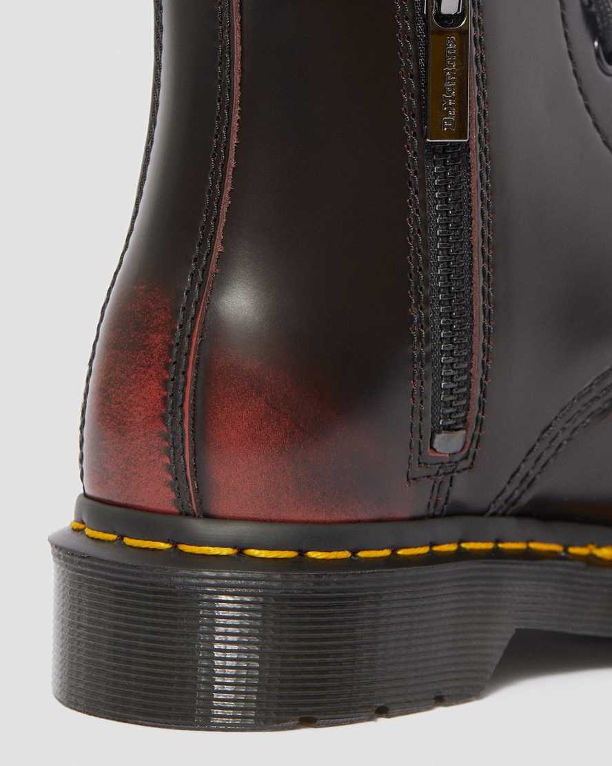 rote dr. martens 1460 pascal damen-stiefel mit reißverschluss