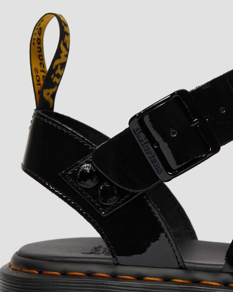 schwarze dr. martens gryphon lack-gladiator-sandalen für damen